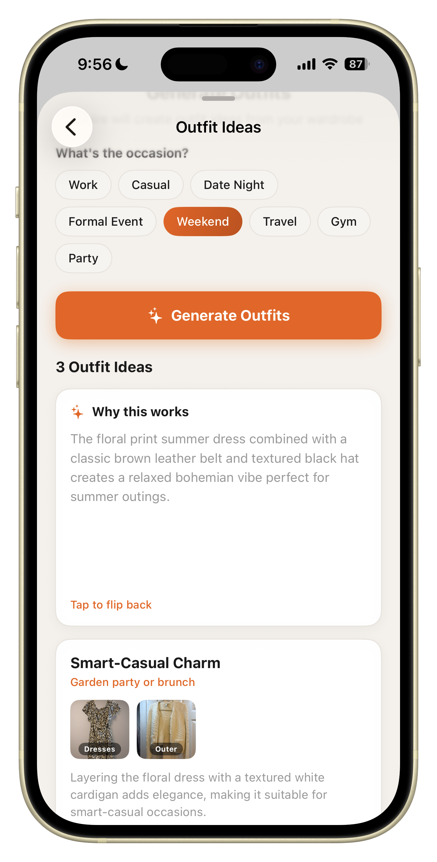 Daily outfit suggestion screen